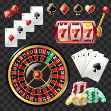 Set of casino objects - modern vector realistic isolated clip art on  transparent background. game cards, 777 slot, roulette, suits, dices, poker  chips, black royal straight flush. gambling concept | Premium Vector